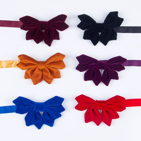 Golden Velvet Bow Tie Women's New Crown Bow Tie High Quality Bow Tie - Image 3